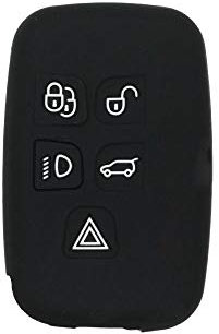 BROVACS Silicone Cover Protector Case Holder Skin Jacket Compatible with LAND ROVER LR4 Range Rover 5 Button Smart Remote Key Fob CV4982 Black