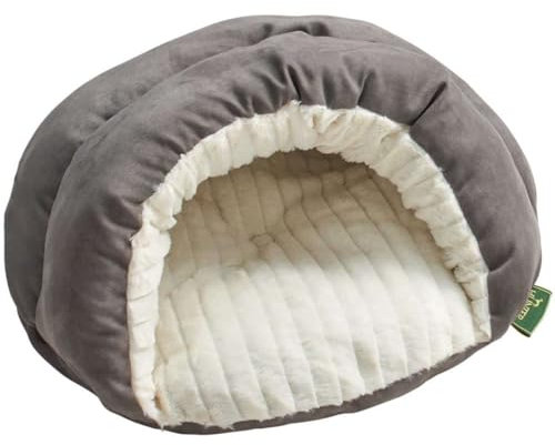 HUNTER BRIGHTON Katzenhöhle, Katzenbett, Schlafplatz für Katzen, weich, kuschelig, 60 x 60 cm, grau