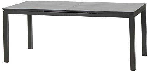 Siena Garden 508703 Ausziehtisch Miros, 180 x 90 x 75 cm, Gestell: Aluminium, pulverbeschichtet in anthrazit, Tischplatte: Spraystone