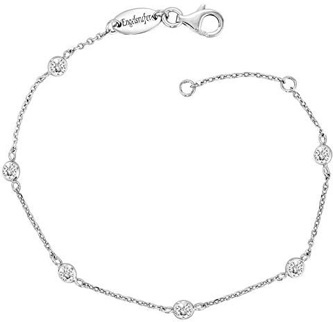 Engelsrufer Damen Armband aus Sterling Silber besetzt mit 6 Zirkonia Steinen, Karabinerverschluss, in zwei Längen verstellbar, nickelfrei, ERB-LILMOON-ZI