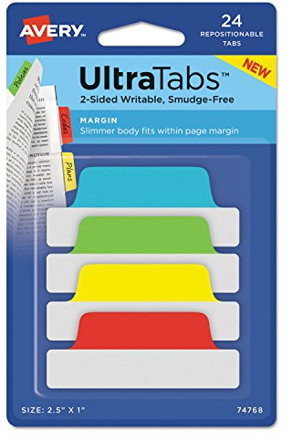 Avery Ultra Margin Tabs, 2-1/2x1, 24/PK, Passt