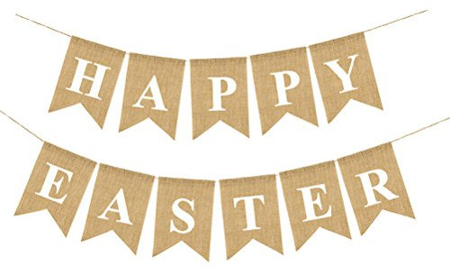 luoem Happy Easter Ostern Jute Banner Jute Wimpelkette Girlande Flaggen für Ostern Dekorationen Partyzubehör