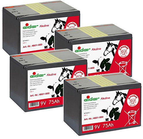 Eider SPARPACK: 4X 9V Batterien Alkaline 75 Ah - für 9 Volt Weidezaungeräte - als Sparpack kaufen und sparen