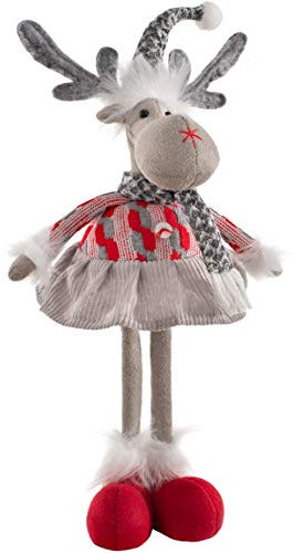 WeRChristmas Stehende Weihnachtsfigur Elch, Mehrfarbig, 30 cm