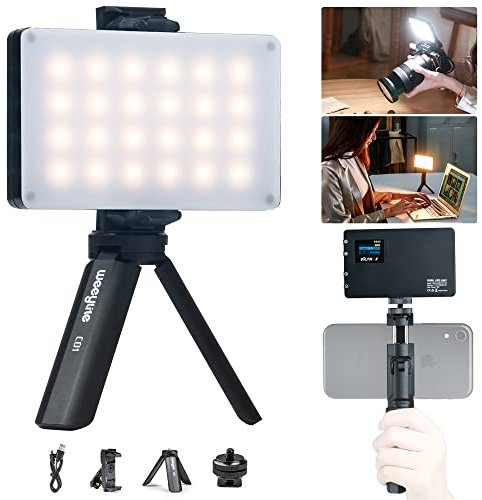 VILTROX Luz LED para Video en cámara, Kit de iluminación para videoconferencia con Mini trípode, luz de Bolsillo para Fotos Bicolor 2500-8500K Panel de Luces para grabación de Video sesión de Fotos