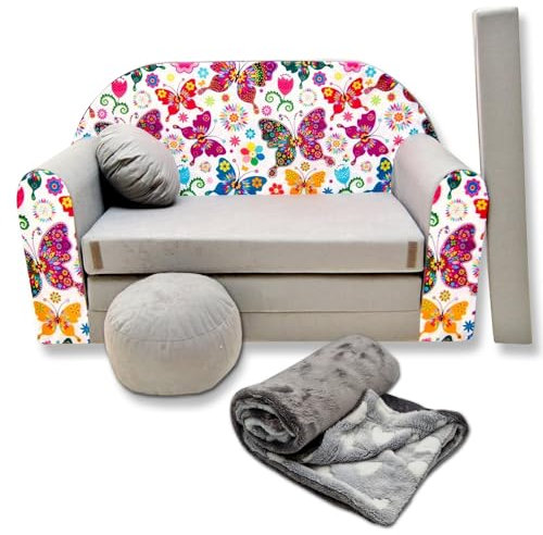 millybo Kindersofa Kinder Couch mit Schlaffunktion ausklappbar 3in1 Kinder Sofa Spielsofa mit Bettfunktion Mädchen Jungen Sitzsack Minisofa Schlafsofa Kinderzimmer Schlafsessel (A33)