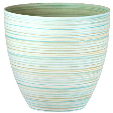 Serenity Rings Plastic Planter - White, Single Pot - 35cm (H) x 38cm (Dia) - Suitable for Indoor or Outdoor Use.