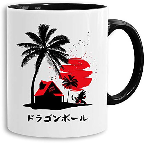 Red Sun Kame - Tasse Kaffeetasse Son Ruffy Luffy Naruto Saitama One Dragon Master Goku Ball Vegeta Roshi Piece Db, Farbe:Weiß