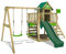 FATMOOSE Aire de Jeux JazzyJungle Jam XXL portique en Bois avec balançoire et Toboggan Vert, Tour d'escalade pour Enfants avec bac à Sable, échelle et Accessoires de Jeu pour Le Jardin.