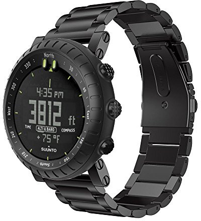 Yikamosi Kompatibel mit Suunto Core Armband,Edelstahl Metall Ersatz Smart Watch Armband Strap Bands für Suunto Core Outdoor Sports Watch(Black)