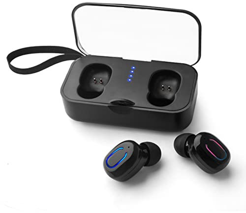 TI8S Auriculares inalámbricos Bluetooth, Mini Auriculares Deportivos portátiles con Mini Caja de Carga portátil, Auriculares estéreo ergonómicos Transparentes para Andar en Bicicleta(Negro)