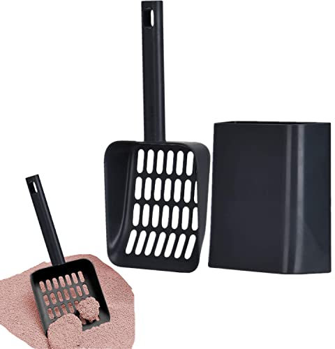 Wuudi Pelle à litière pour chat avec logement en plastique et support