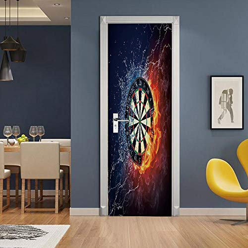 Gzltd Türtapete TürPoster Selbstklebend Darts 3D Türaufkleber Türfolie PVC Wasserdicht Ölfest Tapete Fototapete für Tür Wohnzimmer Schlafzimmer Küche und Bad 77x200cm