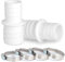 Villkin 2 conectores de manguera con 4 abrazaderas para la piscina – Boquilla de manguera en paquete de 2 unidades (32 mm x 38 mm, blanco).