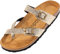 Palado Pantoletten Damen Cres Metallic - elegante Sandalen Made in Spain - bequeme Hausschuhe mit dämpfendem Kork-Fußbett - modische Sommerschuhe Pyth Gold UK6 - EU39