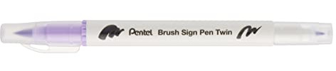 Pentel Brush Sign Pen Twin SESW30C Fibre Pen, 2 Brush-like Tips, Heliotropic (Pack of 1)