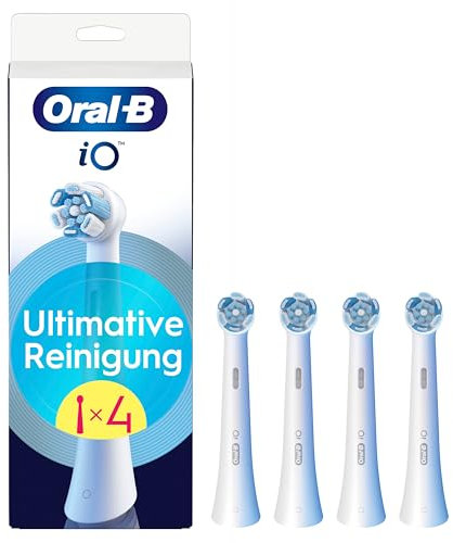 Oral-B iO Ultimative Reinigung – ORIGINAL Aufsteckbürsten für Elektrische Oral-B iO Zahnbürsten – Bürstenköpfe, Zahnbürstenaufsatz, Ersatzbürsten, Fortschrittliche Tiefenreinigung – Weiß, 4 Stück