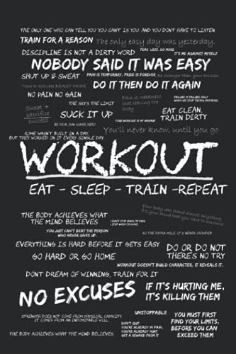 Workout - Eat - Sleep - Train -Repeat: Notizbuch zum Tracken Deiner Trainingserfolge - Für Kraftsport, Fitness, Bodybuilding oder Cardio