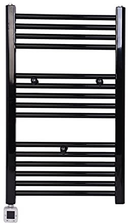 WILLQ Porte-Serviettes électrique Porte Serviette Salle de Bain ​Mural Chauffage Sèche-Serviettes pour la Salle de Bain ​ipx4, 400w, 490 * 800mm,Noir,A