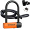 INTEKIN Bike Lock, 16mm U Lock with 4FT Cable & Mounting Bracket, Orange
