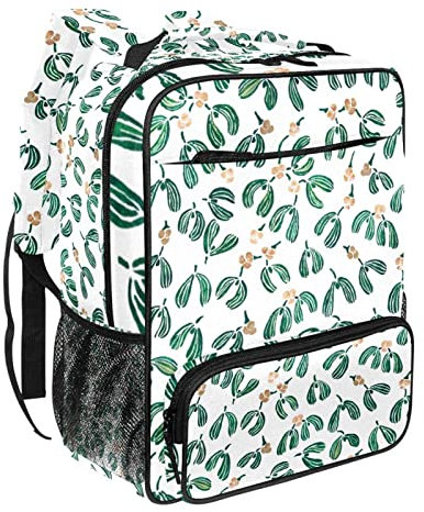 School Backpack For Teen Girls Boys, Casual Travel Shoulder Bag For Men Women Christmas Mistletoe Plant