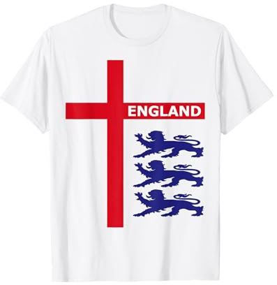 England Flag & Lions Football Fan England Supporter T-Shirt