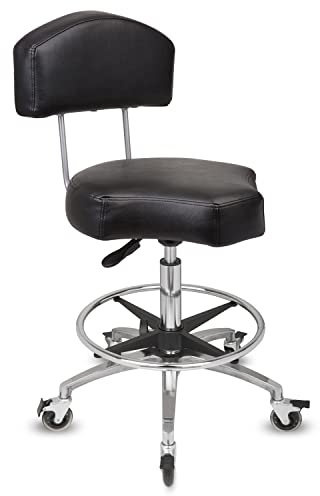 Staboos Rollhocker bis 160 kg - Ergonomisch geformter Sitz mit Bremse und Lehne - Drehhocker (Premium Rollen und Fußstütze) Praxishocker höhenverstellbar (55 cm bis 75 cm)