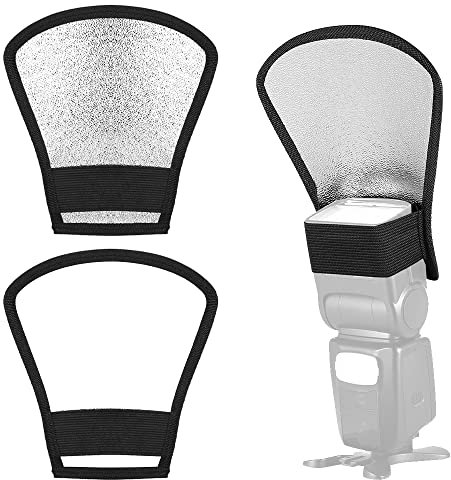 Sixfolo 3 Stück Blitz Reflektor Universal Silber Weiß Blitz Diffusor 2 in 1 Klein Flash Diffuser Light Softbox Tragbare mit Gummiband für Kamera Reflektor,Studio,Licht Diffusor