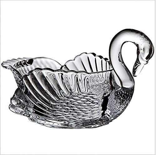 FORREC Plato de Fruta Cisne, frutero de Vidrio Transparente, Cuenco de bocadillos de Frutas secas de Cristal para Sala de Estar Creativa, artesanías Decorativas