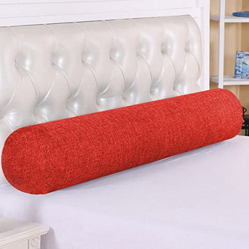 Rundes Zylinder-Nackenrolle, Kopfteil, Nackenstütze, weich, bequem, Lendenwirbelstütze, Taillenkissen für Sofa, Couch, Bett, Lückenverschluss (12 x 90 cm, rot)