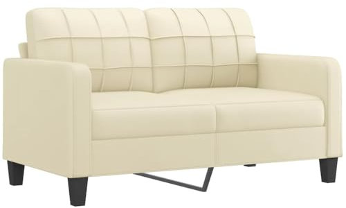 vidaXL Sofa 2 Sitzer, Couch für Wohnzimmer, Polstersofa mit Metallgestell, Loungesofa Zweisitzer Wohnzimmersofa Wohnzimmermöbel, Creme Kunstleder