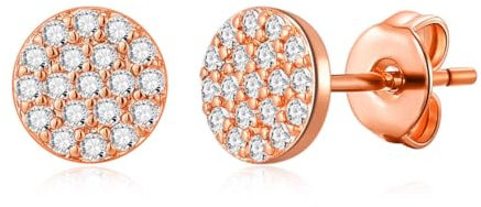Philip Jones Rose Gold Plated Pave Round Earrings Created with Zircondia® Crystals