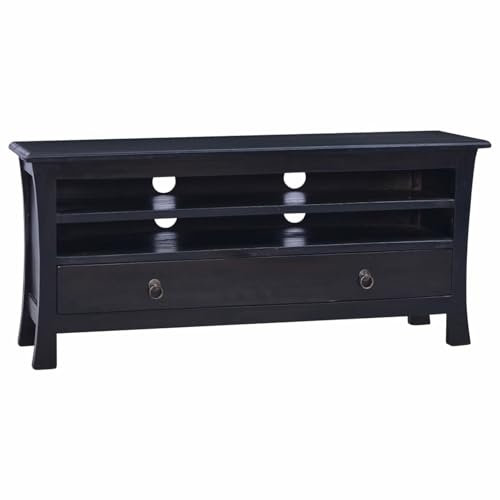 CIADAZ TV-Schrank Hellschwarzer Kaffee 100x30x45cm Massivholz Mahagoni, TV Lowboard, Fernsehschrank, Fernsehtisch, Fernseher Schrank, TV Sideboard, TV Board, TV Cabinet, TV Bank, 288305
