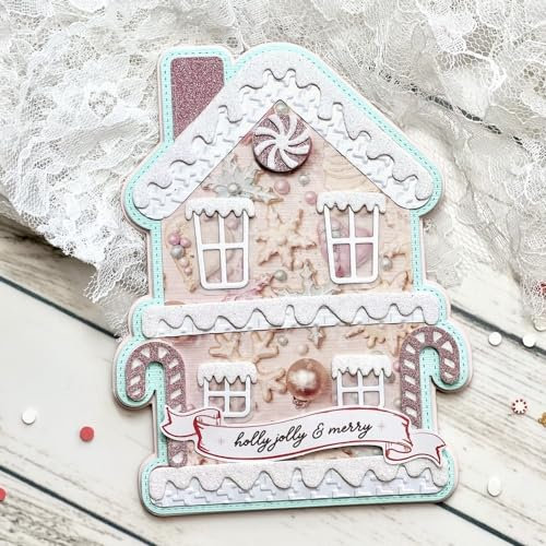 KSCRAFT Lebkuchenhaus Mini Album Metall Stanzformen Schablonen für DIY Scrapbooking Dekorative Prägung DIY Papier Karte