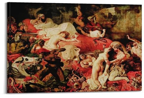 ADovz Death of Sardanapal Poster von Eugène Delacroix, Kunstdruck, Wand-Foto, zum Aufhängen, Bild, Familienschlafzimmer, Dekoration, Geschenk, 60 x 90 cm