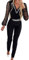 Glitzer Jumpsuit Damen Festlich Hochzeit Elegant Outfit Hosenanzug Glitzer Cocktail Lang Overall Jumpsuit Pailletten Langarm Party Hohe Taille Mit Weitem Bein Romper Playsuit