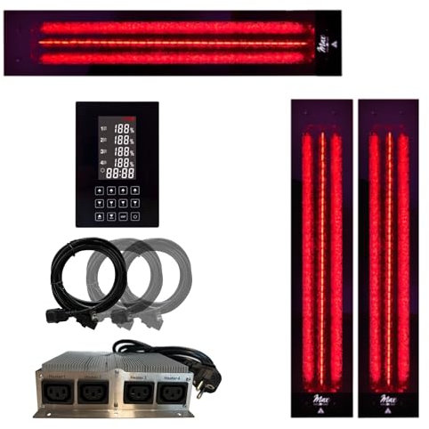 SET frameless InfraROTmed MAX© Tiefenwärmestrahler + Steuerung icon 4 TOUCH, Infrarotstrahler für Sauna und Infrarotkabine, Vollspektrumstrahler (2x500W + 1x1300W + S)