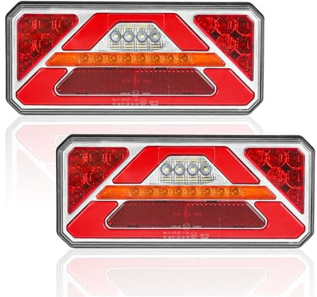 AOHEWEI 2 Stück Anhänger-Rücklichter, 12 V/24 V superhell wasserdicht Blinker Bremse Rückwärtsgang Nebelscheinwerfer Reflektorlampe für Anhänger, LKW, Wohnwagen, Van, Traktor