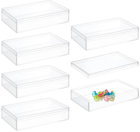 BENECREAT 6Pcs Acrylic Storage Boxes with Lids, 11x7x2.5cm Rectangle Storage Containers, Candy Box, Clear Display Box for Wedding, Party, Treats, Jewelry Accessories