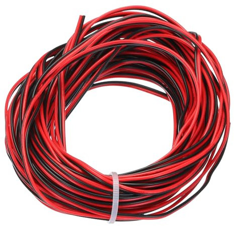 QUARKZMAN 28 AWG 2-adriges paralleles PVC-Kabel, 10 Meter lang, 0,05 Durchmesser, rot schwarz, flexibles Kabelverlängerungskabel 300V für LED RGB-Kabel, interne Verkabelung