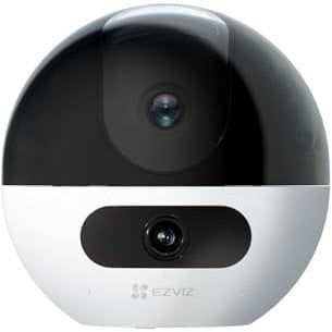 EZVIZ 2K+ WLAN Kamera mit Dual-Objektiv, Überwachungskamera innen mit Erkennung von Person, Haustier und winkender Hand, Alexa Kamera unterstützt Patrouillenmodus, 2-Wege-Audio und Dualband WLAN, C7
