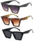 FSMILING 3 Stück Quadratische Sonnenbrille Damen Groß Vintage Katzenaugen Retro Trendy CatEye Sunglasses Women Mode