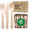 EcoYou Bamboo Cutlery | 300PCS | 100X Wooden Forks, Spoons, Knives | Biodegradable | Disposable for Parties | Compostable