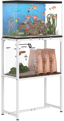 Mondazie Aquarium-Ständer, verbesserte Höhe, mit 2 Ebenen, Aufbewahrungsregal, Metall, Reptilienzüchter, Schildkröte, Terrarium, Ständer für Heimbüro, 61 x 30,5 x 81,8 cm (L x B x H), Weiß