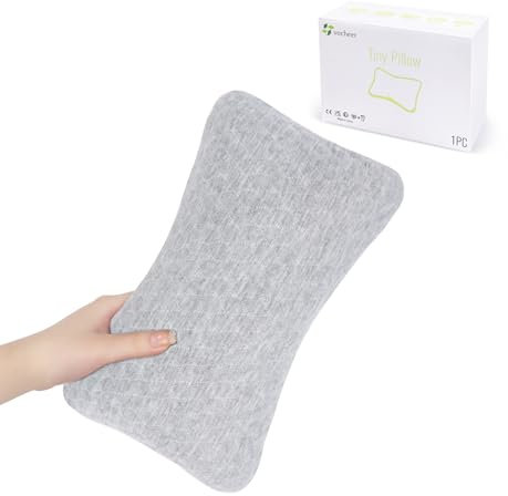 vocheer Kleine Kissen zum Schlafen, 27,9 x 17,8 cm, Mini-Reisekissen, winzige Kissen für Nacken, Handgelenk, Lendenwirbelsäule und Knie, Haustierkissen, Baumwolle, maschinenwaschbar, Hellgrau, 1 Stück