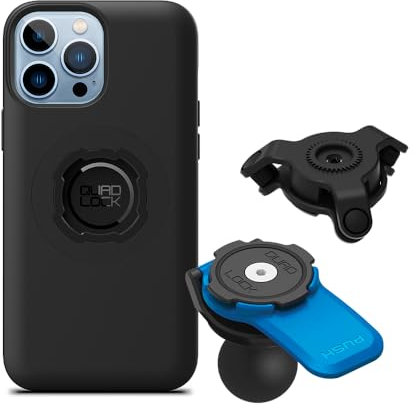 Quad Lock Motorcycle 1 Ball Adaptor Phone Mount Kit with Vibration Dampener and iPhone 13 Pro Max MAG Case