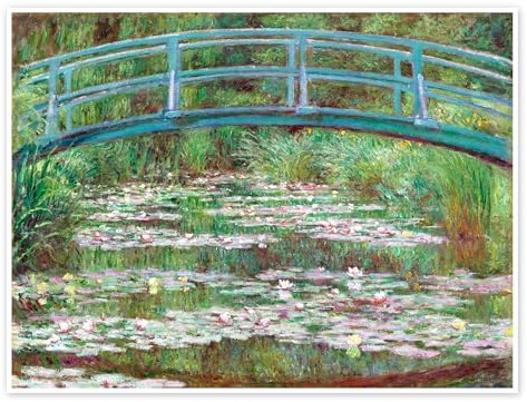 Posterlounge Die japanische Brücke, 1899 Poster | 90 x 70 cm von Claude Monet Grün Wandbilder Wanddeko