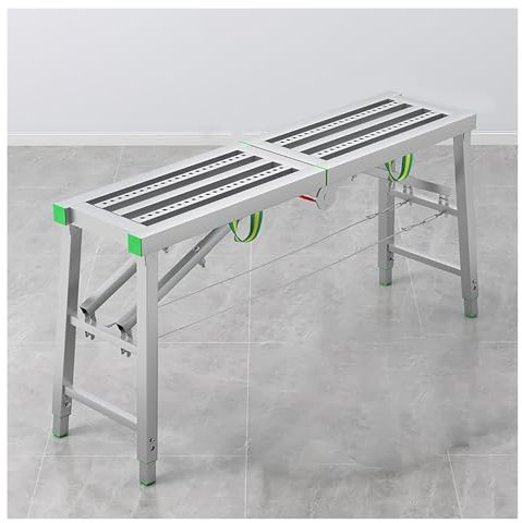 Arbeitsplattform-Klappgerüst, technische Werkbank-Trittleiter mit 5-Gang-Verstellbarer Höhe und Griff(5.91x1.31ft/180x40cm)