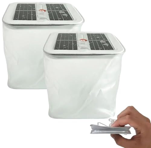 Linterna de campamento solar 2 PPCS Lintería solar inflable Linterna de campamento solar para acampar con LED y manejo de una linterna solar plegada portátil para acampar, viajes, linterna solar co