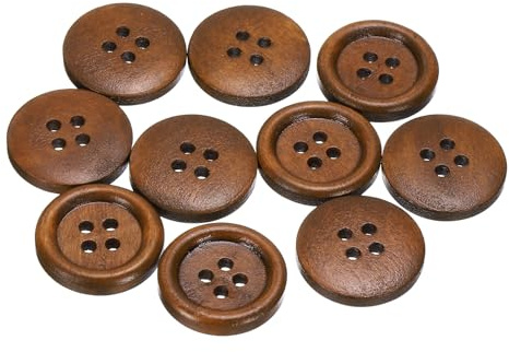 QUARKZMAN 10 Stück Knöpfe Holz 20 mm Runde Holzknöpfe, 4 Löcher Vintage Hölzerne Nähknöpfe zum Annähen Basteln Dekorationen DIY Handwerk Gestalten Kleidung Stricken, Kaffee